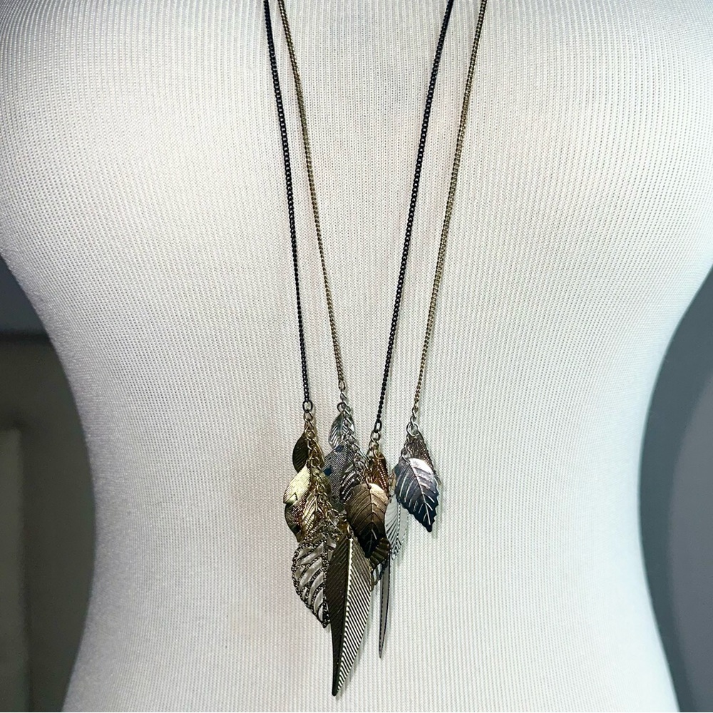 Elegant Gold and Silver Leaf Pendant Necklace